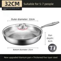 26/28/30/32cm Titanium Frying Pan Uncoated Fish Scale Hammer Pattern Steak Frying Pan Non Stick Thickened Kitchen Cookware