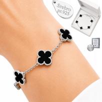 Silver Bracelet 925 Silver Women' Clover ONYX Diamond beige