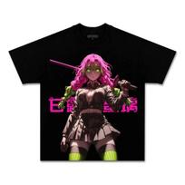 Demon Slayer Mitsuri Kanroji Love Hashira T-Shirt Vintage Anime Graphic Tee 110 black