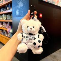 Pasaulio futbolo taurės futbolo pliušinis raktų pakabukas su mielu talismanu sporto entuziastams ir dovanoms Real Madrid CF A gray