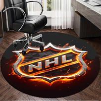 1 vnt. NHL ledo ritulio lygos emblemos apvalus kilimėlis, neslystantis kėdės kilimėlis, namų dekoras, apvalus kilimas, puikiai tinkantis biurui, miegamajam, svetainei, Kalėdų dovana 120cmx120cm
