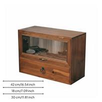 Tabletop Organizer with Drawers Hand Polished Retro Wooden Storage Box Fully