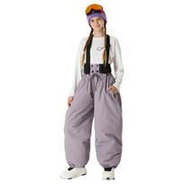 Ski Pants for Kids Outdoor Breathable Snowboard Pants Loose Fit Warm Skiing Bibs Pants for Girls and Boys Children Windproof Waterproof Snow Trousers XL šviesiai violetinė spalva