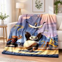 Kung Fu Panda Flannel Throw Blanket Soft Warm Cozy For Sofa Bed Indoor Home Bedroom Use 130cmx150cm