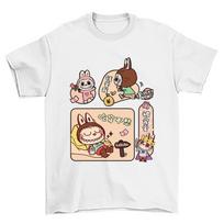 LABUBU Pop Mart T Shirt Viral T Shirt Unisex Woman Man Streetwear Baju Perempuan Lelaki Cotton Murah 130 beige