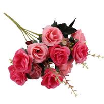 Realistic Silk Roses Bouquet for Home for Wedding and Party Settings rožinė raudona spalva