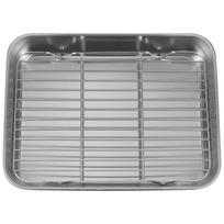 Draining Stainless Steel Barbecue Dish Chicken Roasting Pan Outdoor Grill Travel sidabras