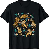 Dancing Tigers Cartoon Graphic Asian art T-Shirt XXXXXL juoda