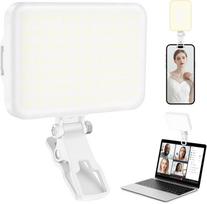 60 LED Portable Selfie Light Video Conference Lighting with Clip & Camera Tripod Adapter Rechargeable CRI 97+, 3 Light Modes perlų baltos spalvos