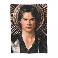 Damonas Salvatore The Vampire Diaries Antklodės Minkšta Šilta Flanelinė Mesti Antklodė Lovos Patalynė Miegamojo Svetainės Iškylos Kelionės Namų Sofos 80x120cm