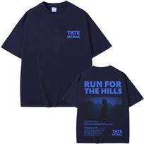 Singer Tate Mcrae Think Later Run For The Hills Graphic Tshirts Male Casual Oversized T Shirts Unisex Women Fashion Vintage Tshirt 4XL blue