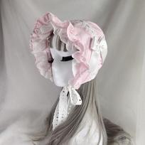 Pilgrim Victorian Bonnet Lolita Girl Vintage Ruffles Maid Cosplay Costume Accessories Lace Bow Hat For Women Gift Pumpkin Cap white