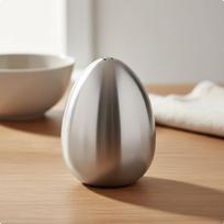 Egg Shaped Seasoning and Pepper Shaker 3Hole Top Dispenser RustResistant Silver white