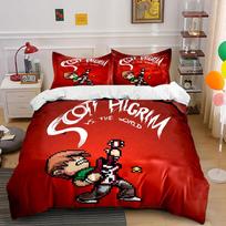 Scott Pilgrim Themed Bedding Set Bedding Duvet Cover Set Duvet Cover Pillowcases  (1 * Duvet Cover 2 * Pillowcases, without duvet insert) 135x200cm white