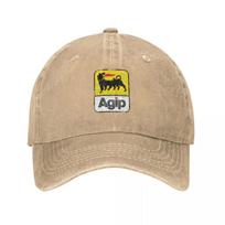 AGIP Lubricants Logo    Distressed version Classic Baseball Cap fun hats hats on offer Designer Hat Unisex Womens beige