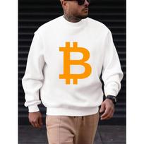 Men's Bitcoin Pattern Casual Crew Neck Sweatshirt 2XL balta