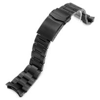 22mm Metal Watch Band Oyster Bracelet for Seiko 5 Sports SBSA025 and others DLC Black - black