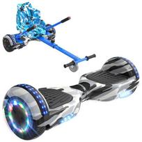 RCB Hoverboard + Kart 2-in-1 6.5 inch Bluetooth and LED – Adjustable Karting – camouflage/blue – ideal gift for children