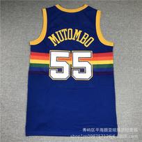 Embroidered Denver Nuggets 55 Dikembe Mutombo Basketball Jersey Men Women Sportswear Medium yellow