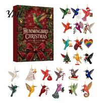 Hummingbird Advent Calendar Hummingbirds 2026, 24 Days Christmas Countdown with Miniature Bird Figurines Pcs 2D Acrylic Ornaments for Lovers, Holiday B