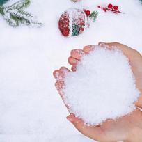 Christmas Plastic Fake Dry Snow Artificial Snow Powder Fluffy Snowflakes DIY Winter Scene Prop Xmas Tree Gift Decoration 100g balta