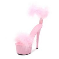 Moteriški batai Seksuali vandeniui atspari platforma, seklios burnos modelio modeliai Stage Catwalk moteriškos basutės 181 serija 17 cm kulnas 7 cm platforma LFD 40 rožinė