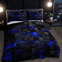 Peripheral Print Super Soft Brushed Microfiber Comfortable Set Equipped With Zipper Closure And Two Pillowcases One Size mėlyna