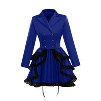Women's V-neck Low Cut Gothic Party Ball Dress With Lace And Double Breasted Cosplay Clothing S