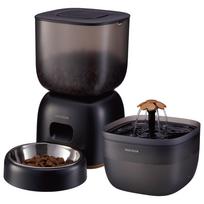 NAKURAM Automatic Pet Feeder Water Dispenser Dogs Cats Circulating Filter Black juoda