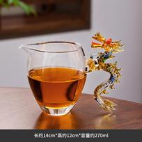 PhoenixDragon Glass Teapot Fairness Cup Heat Resistant Transparent Blue Red Celestial Design Luxury Tea Ceremony Pouring Pitcher 200-400ml orange