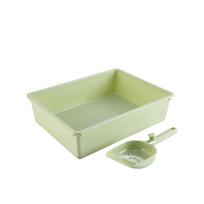 Semi-Enclosed Anti-Splash Cat Litter Box with Scoop Square Litter Box žalia