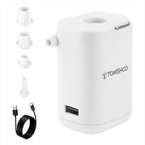 Mini Electric Air Pump for Inflatables 4-in-1 Portable Camping Air Pump with Light Built-in Power Bank Quick Inflate Deflate white
