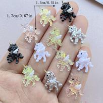 10Pcs Cute Mini Cartoon Unicorn Nail Art Resin Designer Charms DIY Craft For Nail 3D Decorations Jewelry gray