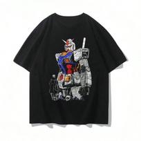 Gundam Anime 2026 Summer New Tshirt 100 Cotton Exquisite Pattern Unisex Loose Y2K Short Sleeves Premium Harajuku Y2K Shirt XXXXXL juoda