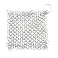 Kvadratinis nerūdijančio plieno ketaus keptuvės valiklis su pakabinamu žiedu Praktiškas efektyvus grandininio plieno valymo šveitiklis Virtuvės reikmenys 4Inch Square white
