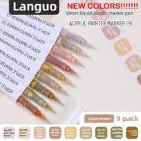 Languo 288/9 Direct Liquid Acrylic Paint Pens Brush Color Marker Pen for Rock Painting Christmas DIY Art Supplies Stationery gray