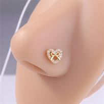 20G L Shaped Nose Studs Rings for Women Girl Gold Silver Cute Heart Bow Design CZ Nose Pin Screw Nose Piercing Jewelry L Shape Pin
