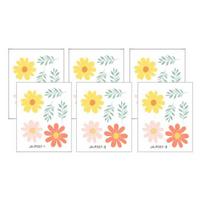 6Pcs Wall Decals Flower Print Wall Stickers Self-Adhesive Removable Waterproof Scratch Resistant Wall C white
