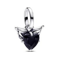 Pandora Double Wing Heart Design Pendant Women pendant Silver 793626CO1 Shopping Bag white