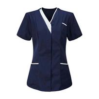 Namų ruošos uniformos Valymo uniformos Trumpomis rankovėmis V formos kaklo medicininiai marškinėliai Darbinė palaidinė Slaugos medicininiai marškinėliai Marškiniai XXXL tamsiai mėlyna spalva