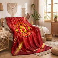 Manchester United themed vilnonis pledas Jaukus minkštas pliušinis pledas miegamojo, sofos, kelionėms 75x90cm