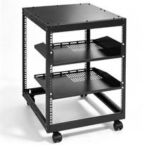 VEVOR 12U Open Frame Server Rack, 58.5-101.6cm Adjustable Depth, Free Standing or Wall Mount Network Server Rack, 4 Post AV Rack with Casters 58.5 x 51 x 62.6 cm