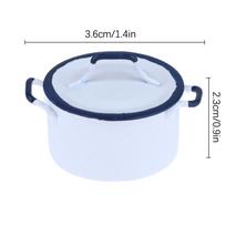 1:12 Dollhouse Miniature Boiler Cooking Soup Pot With Lid Cookware Kitchen Utensils Model Decor Toy Doll House Accessories white