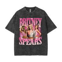 Washed Vintage Britney Spears Mugshot T-shirt Men Women Hip Hop Oversized Short Sleeve Tshirt Streetwear Fashion Casual T Shirts 3XL pink