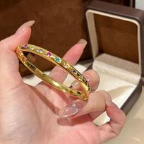 Light Luxury Retro Chinese Color Diamond Dopamine Zircon Bracelet Design Sense Advanced Versatile Stacking Exquisite Bracelet brown