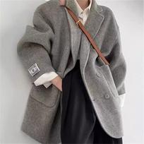 Medium Thickened Autumn and Winter New Korean Version Temperament Gray Woolen Jacket Short S gray