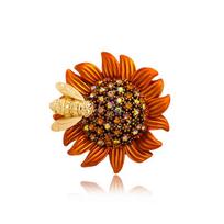 Retro High-end Smart Bee Daisy Female Sunflower Temperament Brooch 4*4CM brown