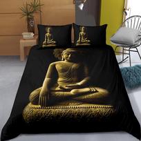 Mandala Buda Antklodės Užvalkalų Rinkinys Karališko Dydžio Egzotiškas Etninis Bohemiškas Lovos Patalynės Rinkinys Auksinės Juodos Lotoso Gėlės Nuostabus Antklodės Užvalkalas AU Single(140*210cm)3pcs black