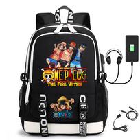Hot-selling ONE PIECE Luffy backpack usb charging large capacity bag black