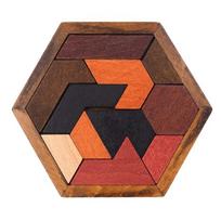 Hexagonal Alien Chess Tangram Puzzle Brainstorming 11-piece Block Puzzle Jigsaw Classical Puzzle Children's Toys black